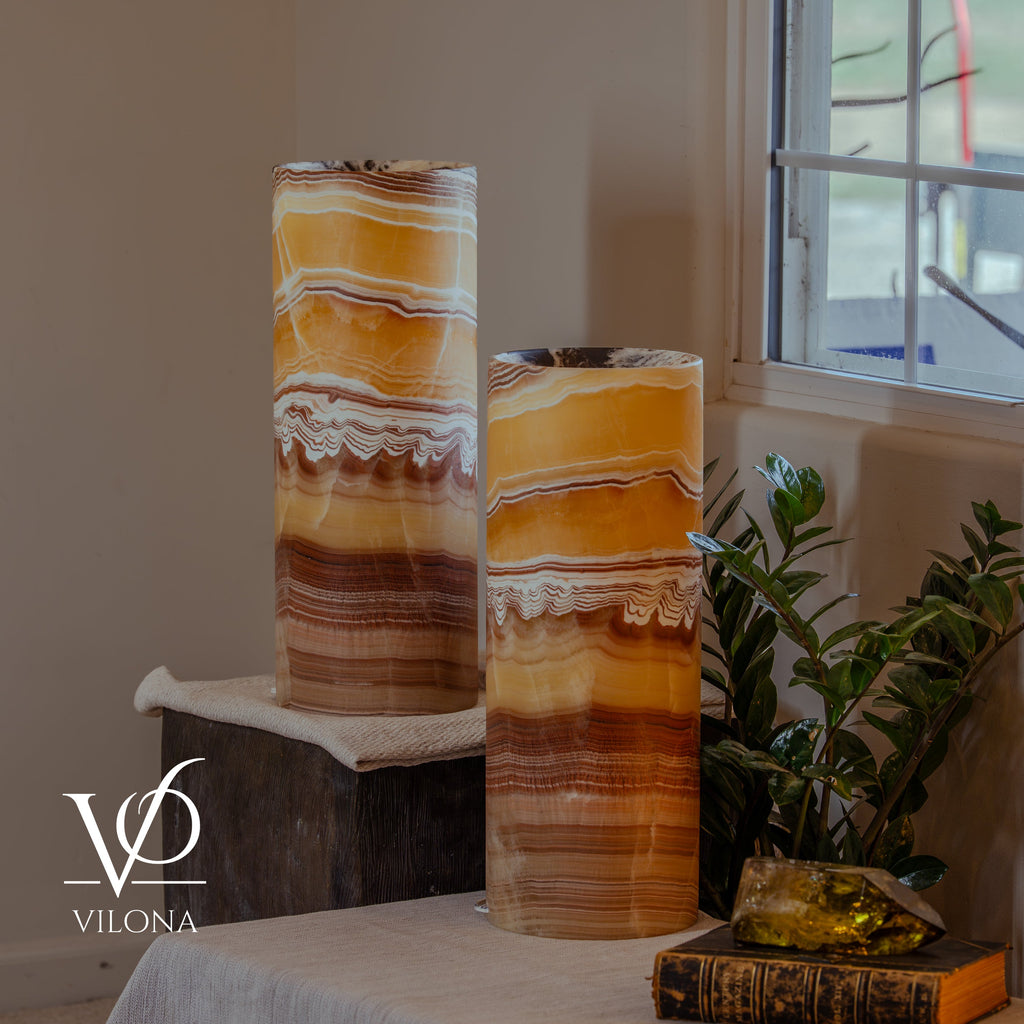 Miami Sunset Onyx Table Lamp Pair #2