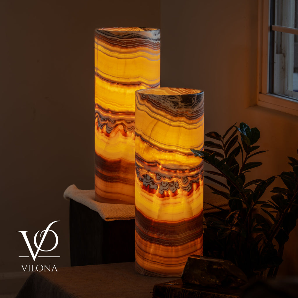 Miami Sunset Onyx Table Lamp Pair #2