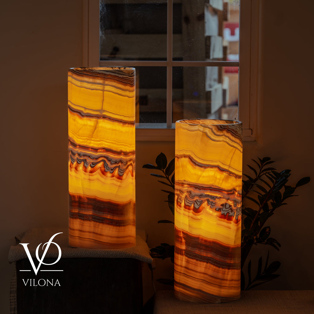 Miami Sunset Onyx Table Lamp Pair #2