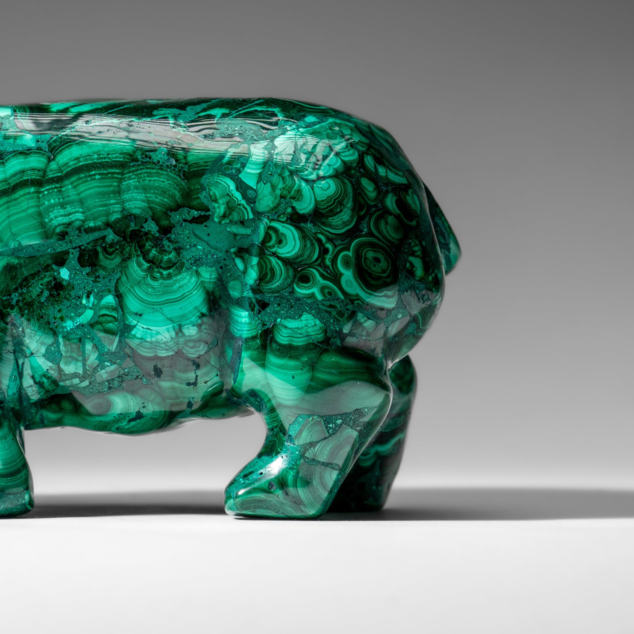 Genuine Polished Malachite Hippo Carving (4.1 lbs)