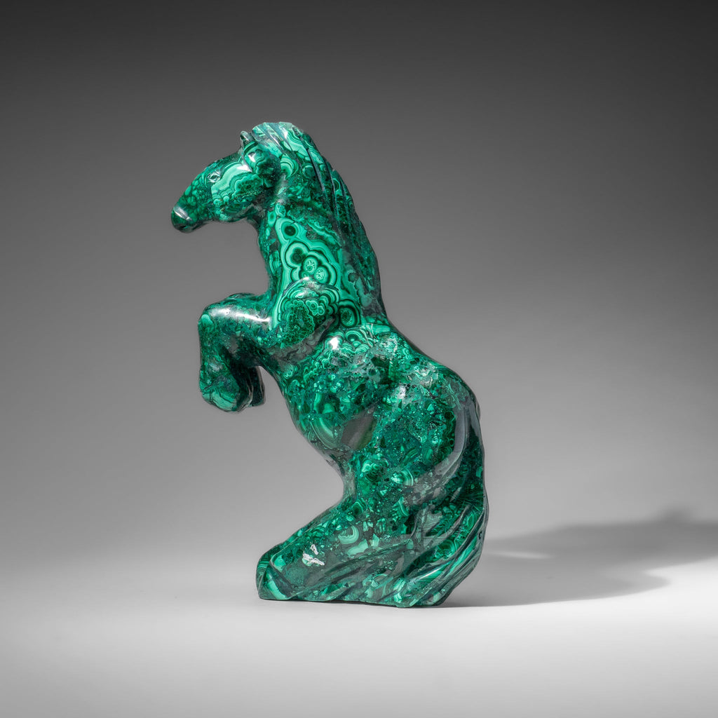 Genuine Polished Malachite Horse Carving (8.2 lbs)