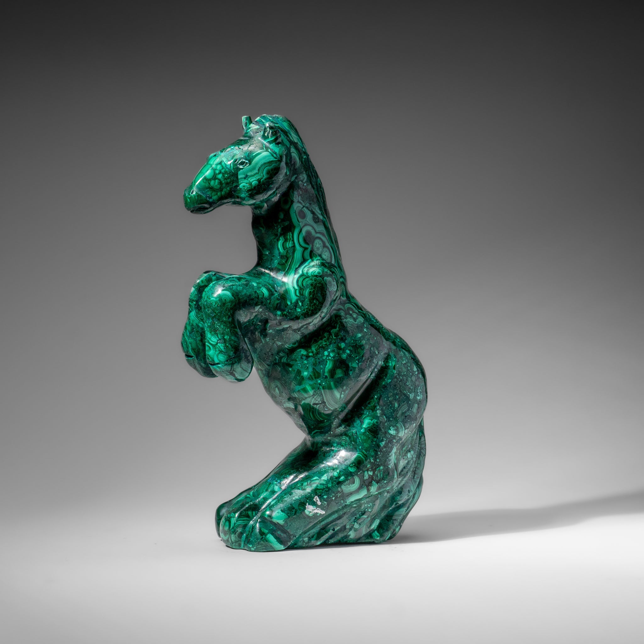Genuine Polished Malachite Horse Carving (8.2 lbs)