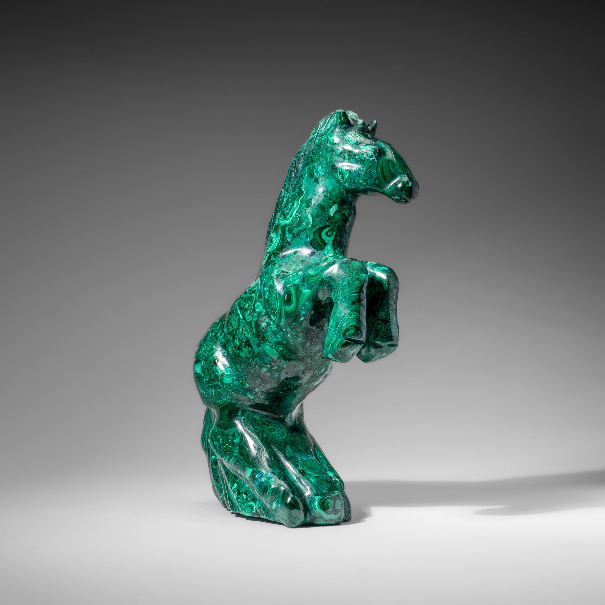 Genuine Polished Malachite Horse Carving (8.2 lbs)