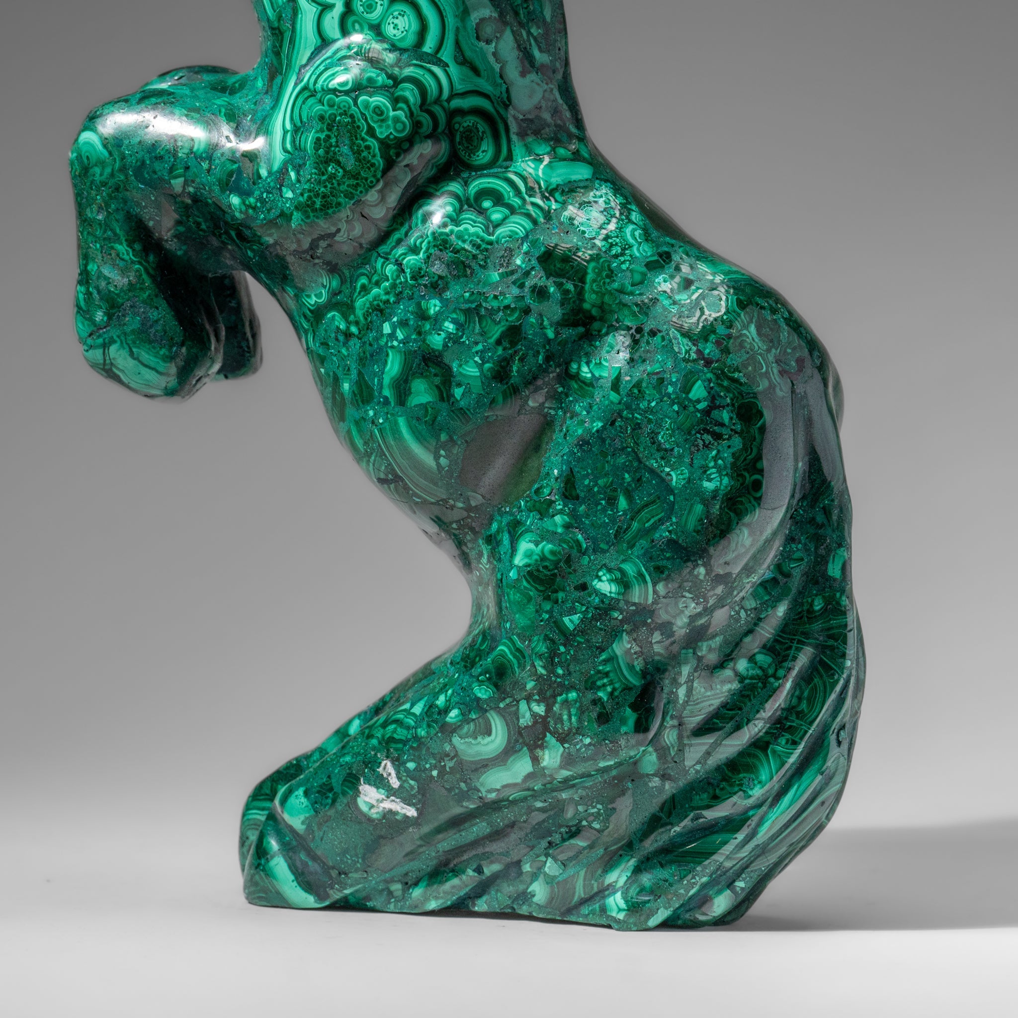 Genuine Polished Malachite Horse Carving (8.2 lbs)
