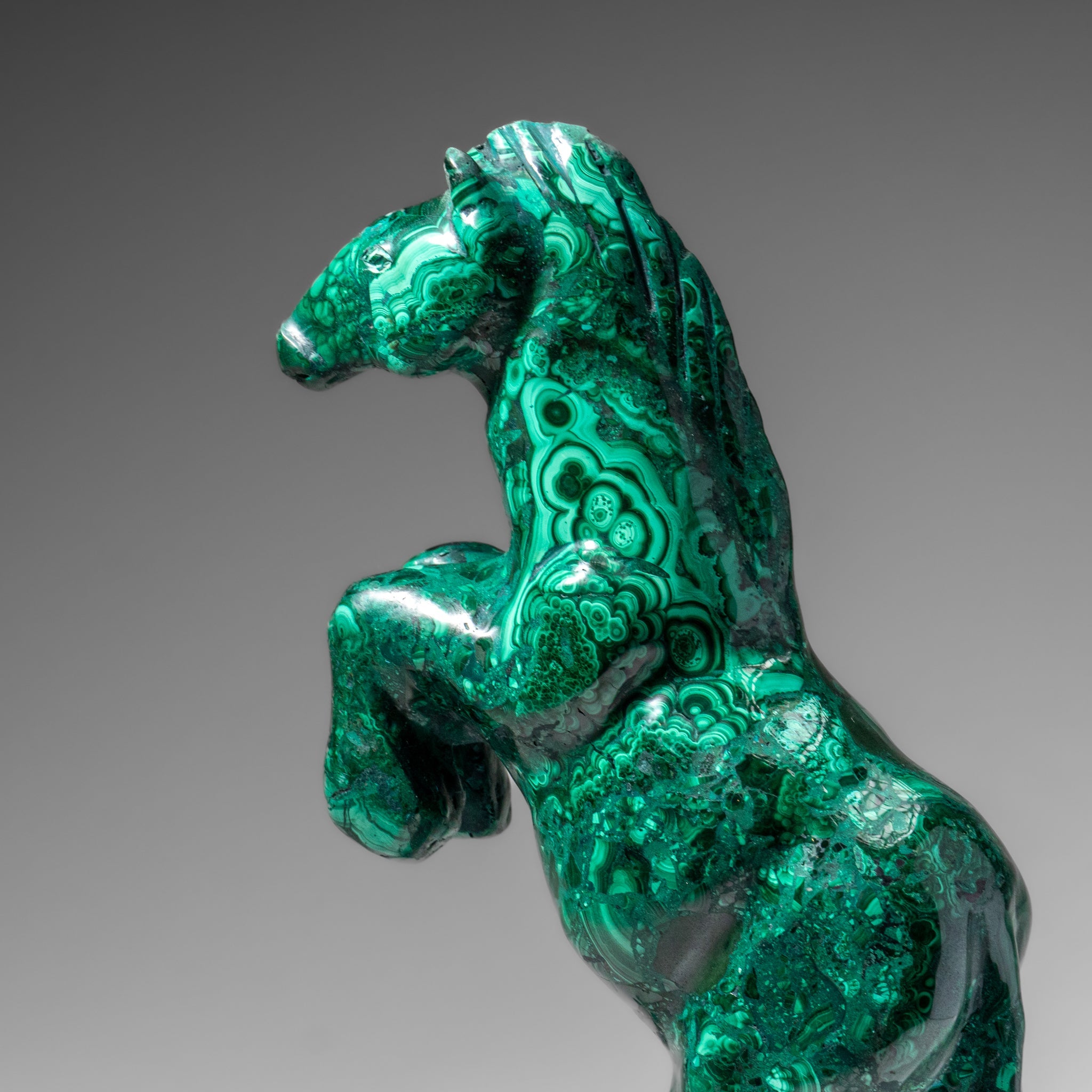 Genuine Polished Malachite Horse Carving (8.2 lbs)