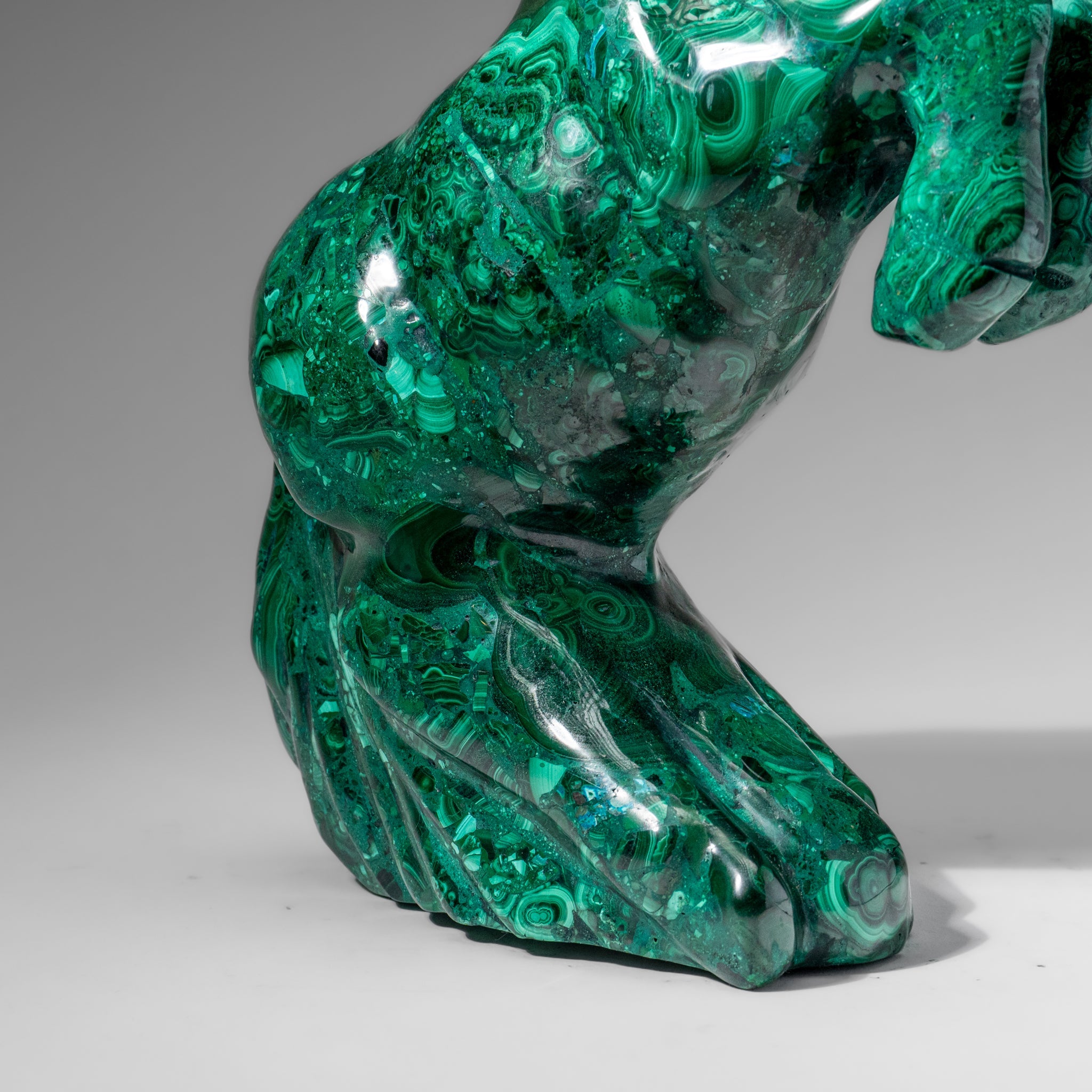 Genuine Polished Malachite Horse Carving (8.2 lbs)