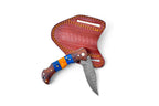 Damascus steel pocket knife Limited Run Black Diamond Wood TF-058