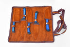 5-Piece  Knife Set / With Leather carry Bag Blue (Cheff Set Carbon 02)