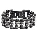 SK1136 Two-Tone Black & Silver Bike Chain Bracelet - 1" Wide