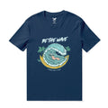 Hawaiian Tee For Men Be the Wave By Loindaflow Tee Crew Neck 100% Cotton - NAVY BLUE