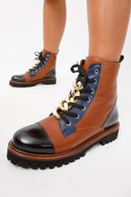 The Belgrad Brown  Leather Lace-Up Ankle Women Boot With a Side Zipper Final Sale!
