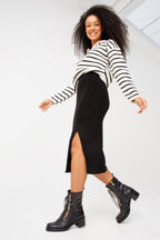 The Tuna Black Leather Mid Calf Women Boot