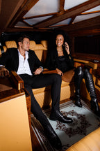The Sao Paulo Black Leather Knee High Platform Heel Women Boot