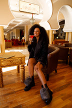 The Kajapati Black Leather Natural Fur Mid Calf Women Boot