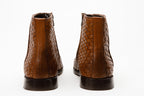 The Wellington Tan Handwoven Leather Men Boot with a Zipper Final Sale!