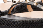 The Seul Black Leather Multi Strap Flat Women Sandal Final Sale!
