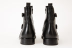 The Rand Black Leather Double Buckle Brogue Men Boot with a Zipper