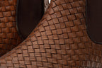 The Luxpre Tan Leather Handwoven Casual Chelsea Men Boot Final Sale!