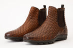 The Luxpre Tan Leather Handwoven Casual Chelsea Men Boot Final Sale!