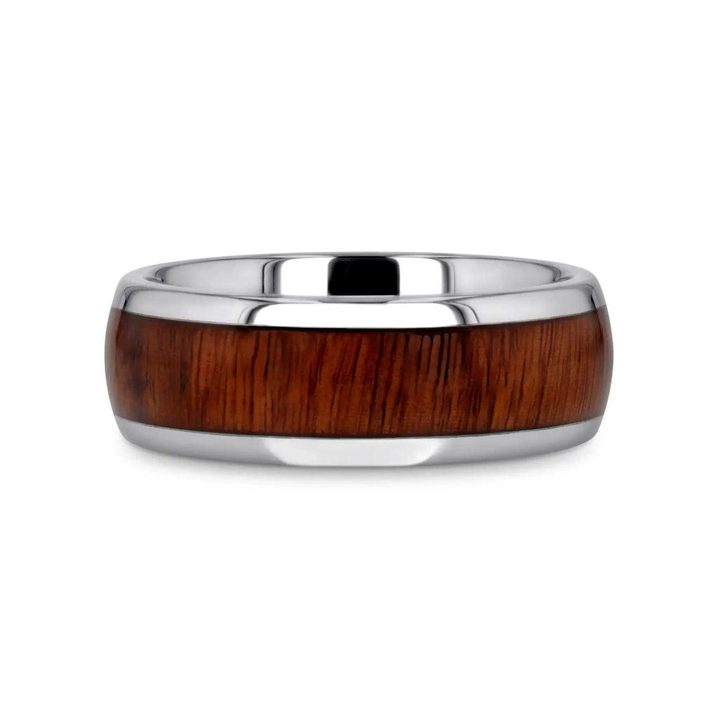 DALBERG Tungsten Carbide Rosewood Inlay Polished Finish Men’s Domed Wedding Ring - 8mm