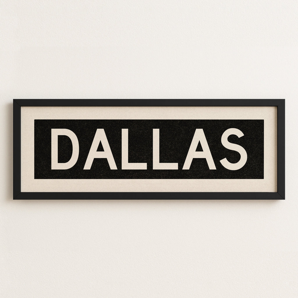 Framed Dallas Bus Scroll Sign