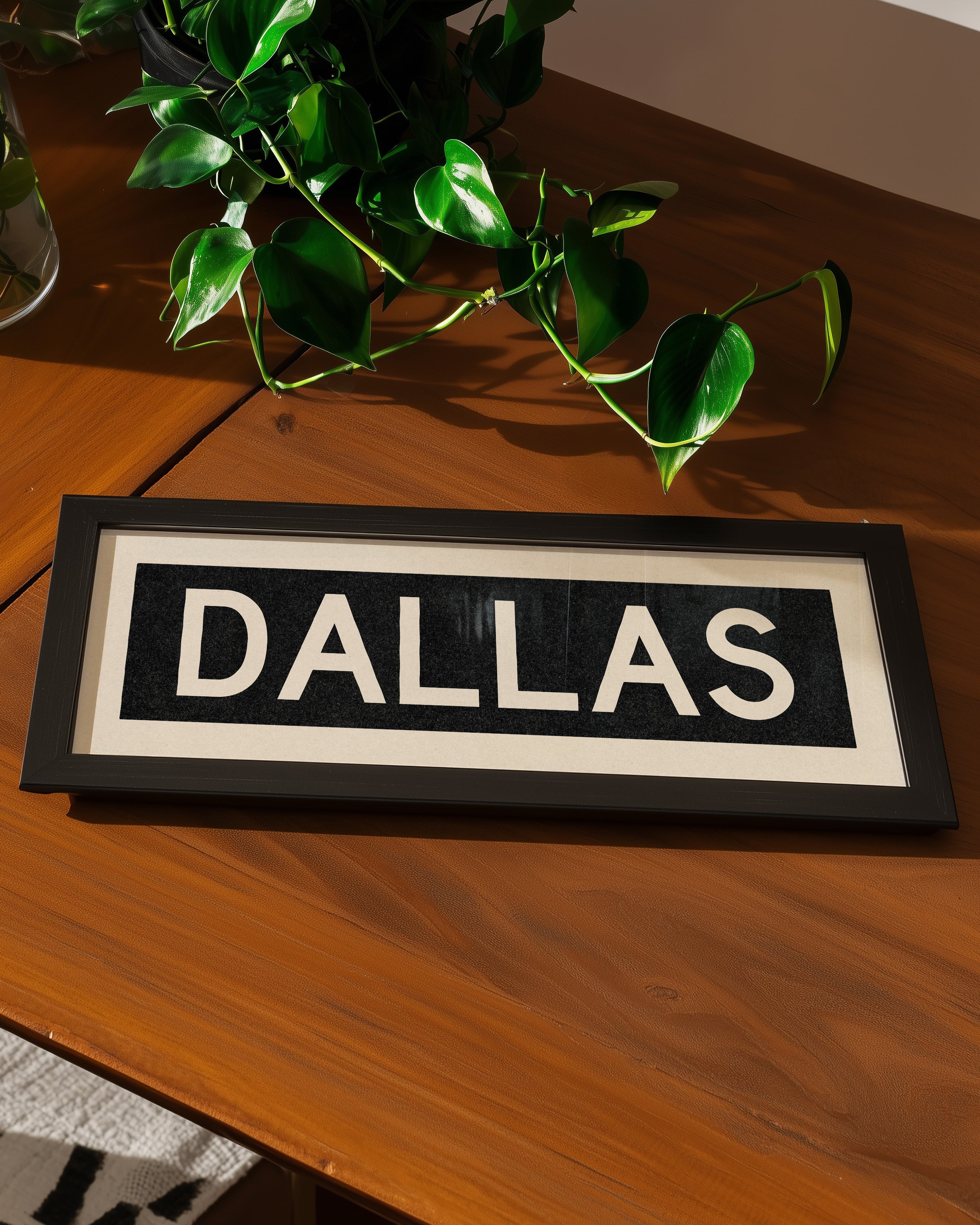 Framed Dallas Bus Scroll Sign
