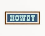 Framed HOWDY Sign Blue & Aqua Art Print