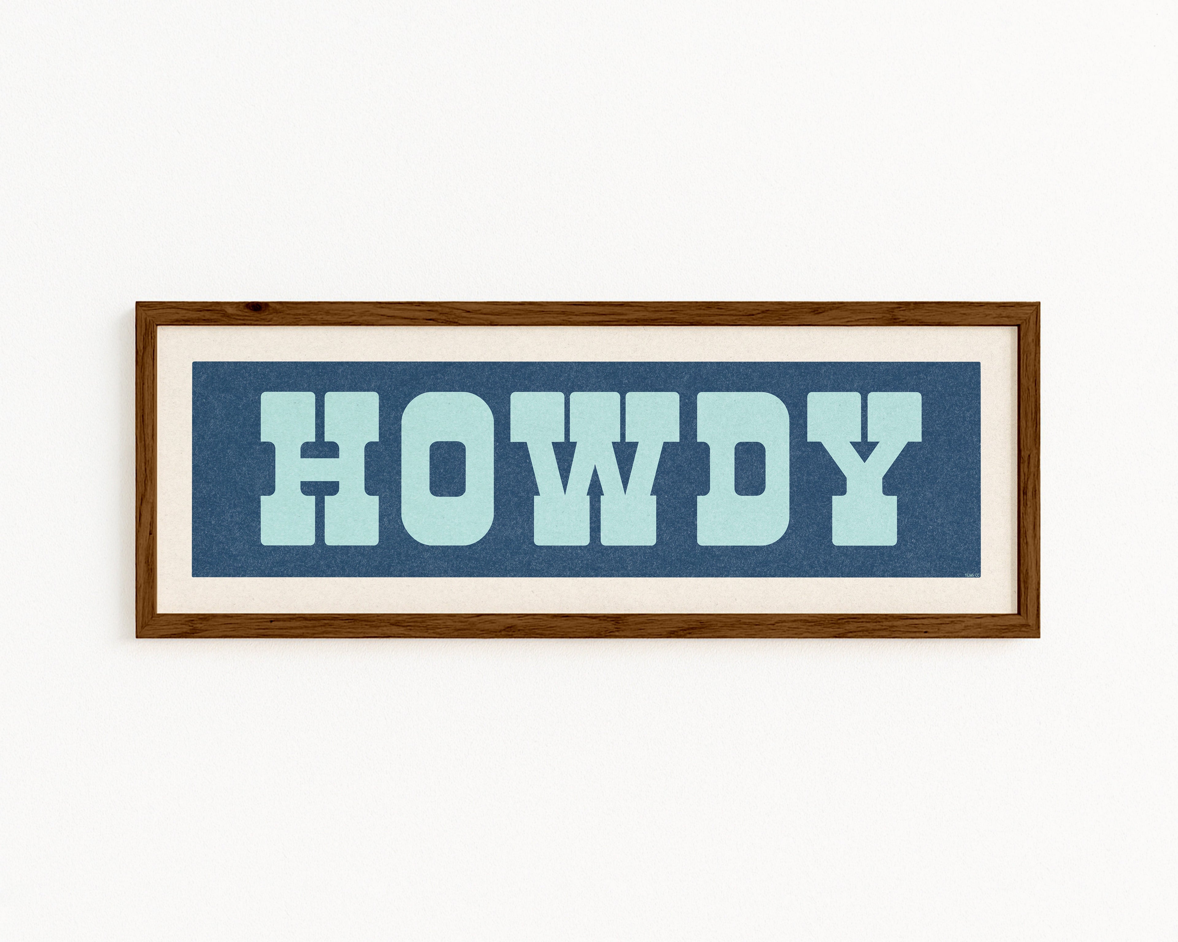 Framed HOWDY Sign Blue & Aqua Art Print