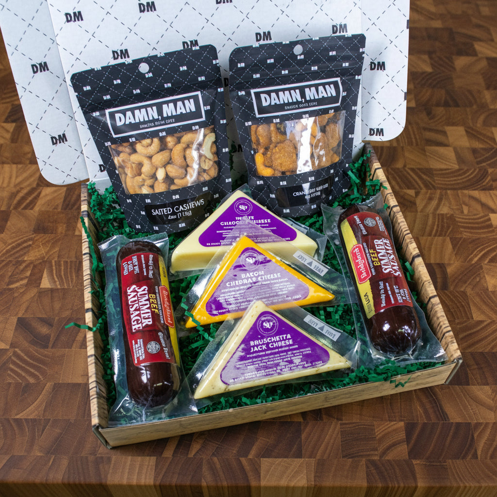 Delicatessen Gift Box – Gourmet Meat, Cheese & Nut Snack Pack