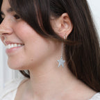 Silver Satin Delta Star Threader Earrings