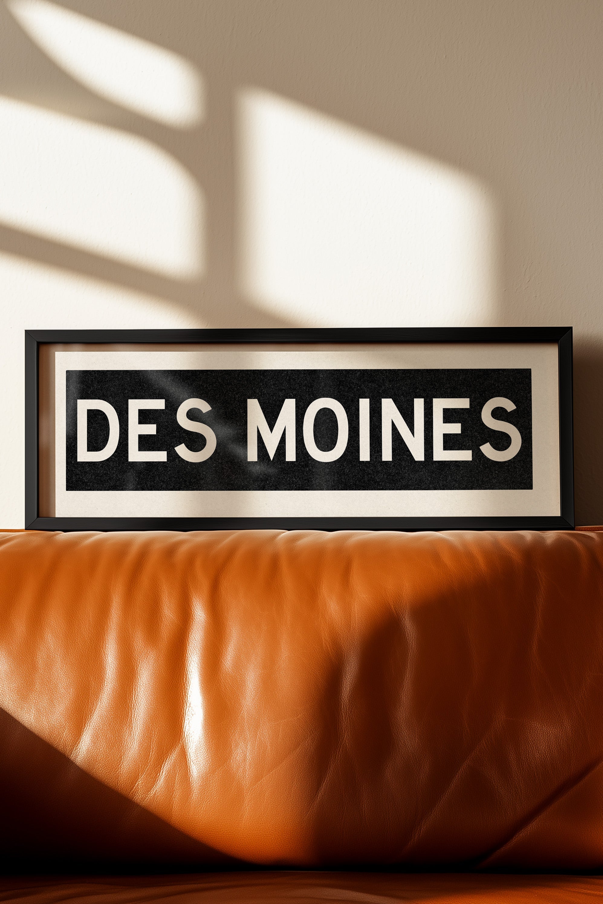 Framed Des Moines Iowa Bus Scroll Sign