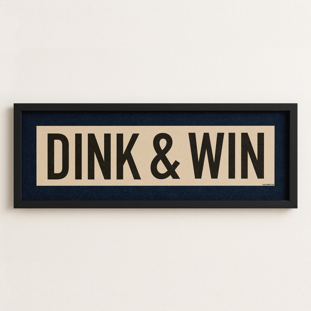 Framed Dink & Win Pickleball Art Scroll Sign