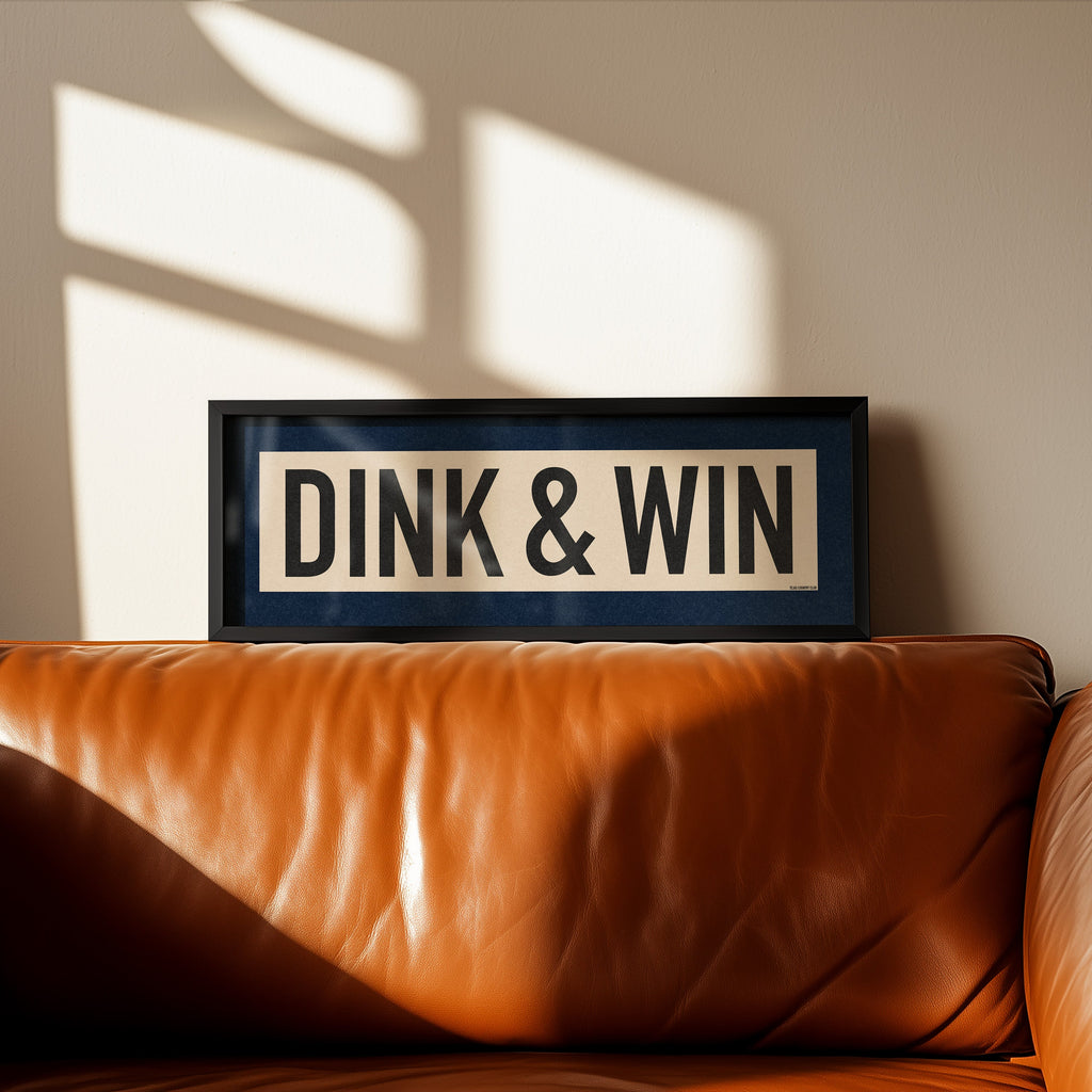 Framed Dink & Win Pickleball Art Scroll Sign