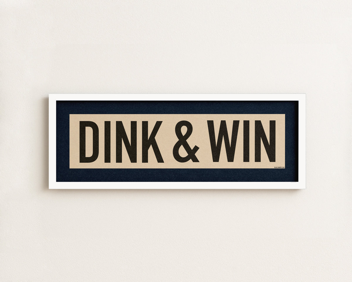 Framed Dink & Win Pickleball Art Scroll Sign