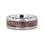 ARCHEAN Pink Dinosaur Bone Inlaid Tungsten Carbide Beveled Edged Ring - 4mm - 8mm