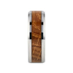 DISTILLED Whiskey Barrel Inlaid Tungsten Men's Wedding Band With Beveled Polished Edges Made From Genuine Whiskey Barrels - 8mm