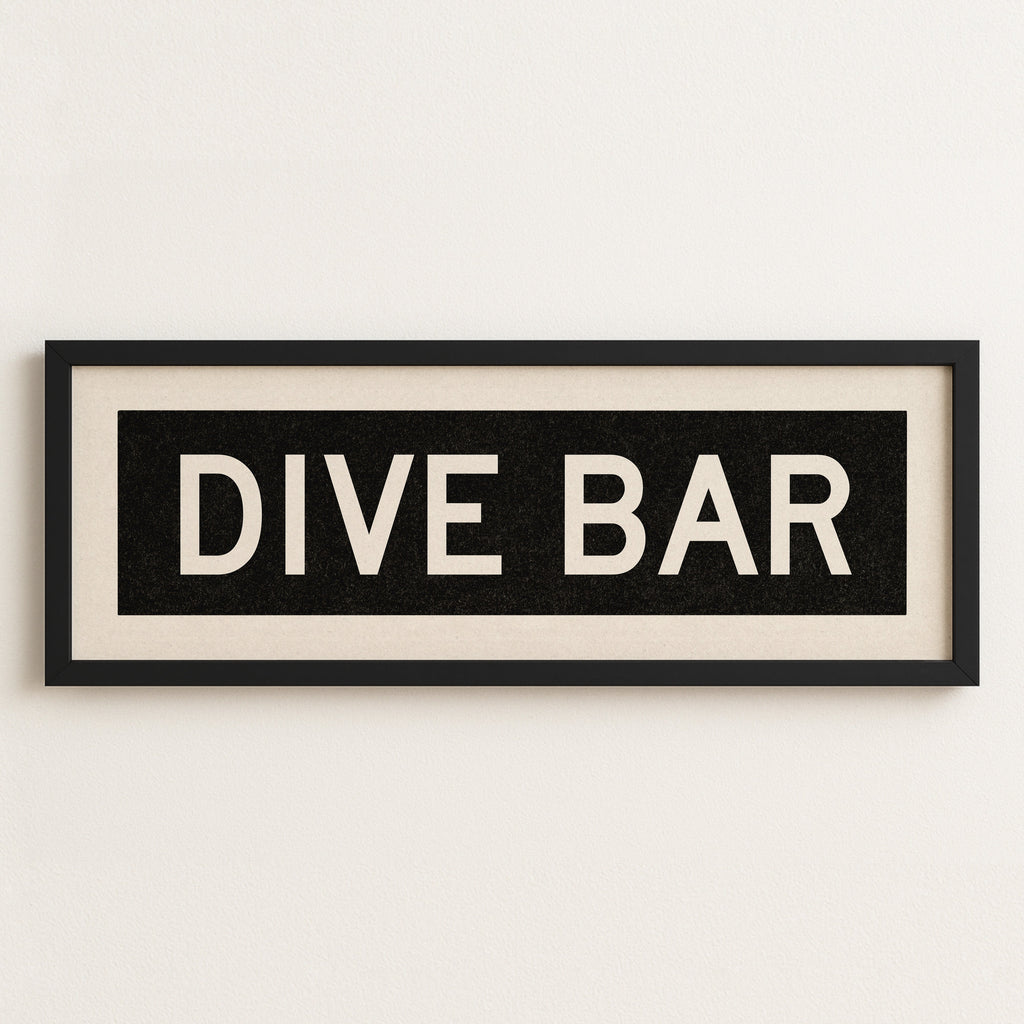 Framed Dive Bar Bus Scroll Sign