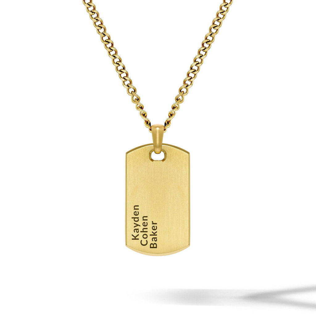 Beveled Tag Pendant - 14K Gold