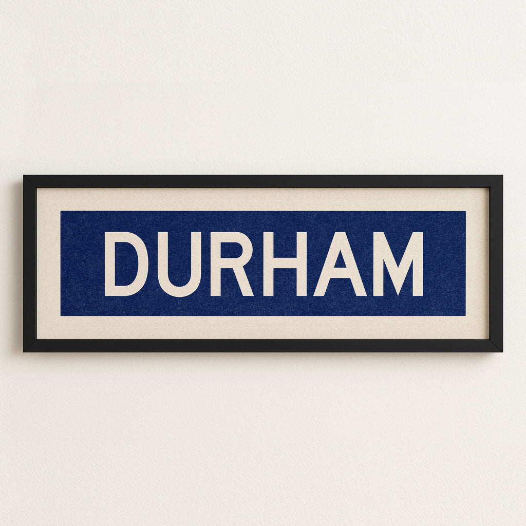 Framed Durham Blue Bus Scroll