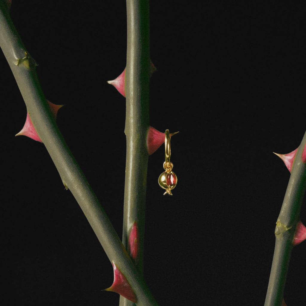 Pomegranate Charm Hoops
