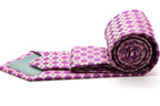 Mens Dads Classic Fuchsia Geometric Pattern Business Casual Necktie & Hanky Set E-5