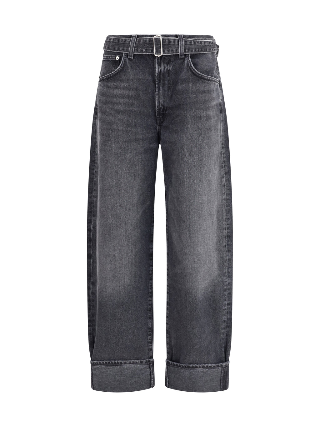 Jeans Cuffed Taper Wide Arcane Black Denim