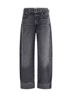 Jeans Cuffed Taper Wide Arcane Black Denim