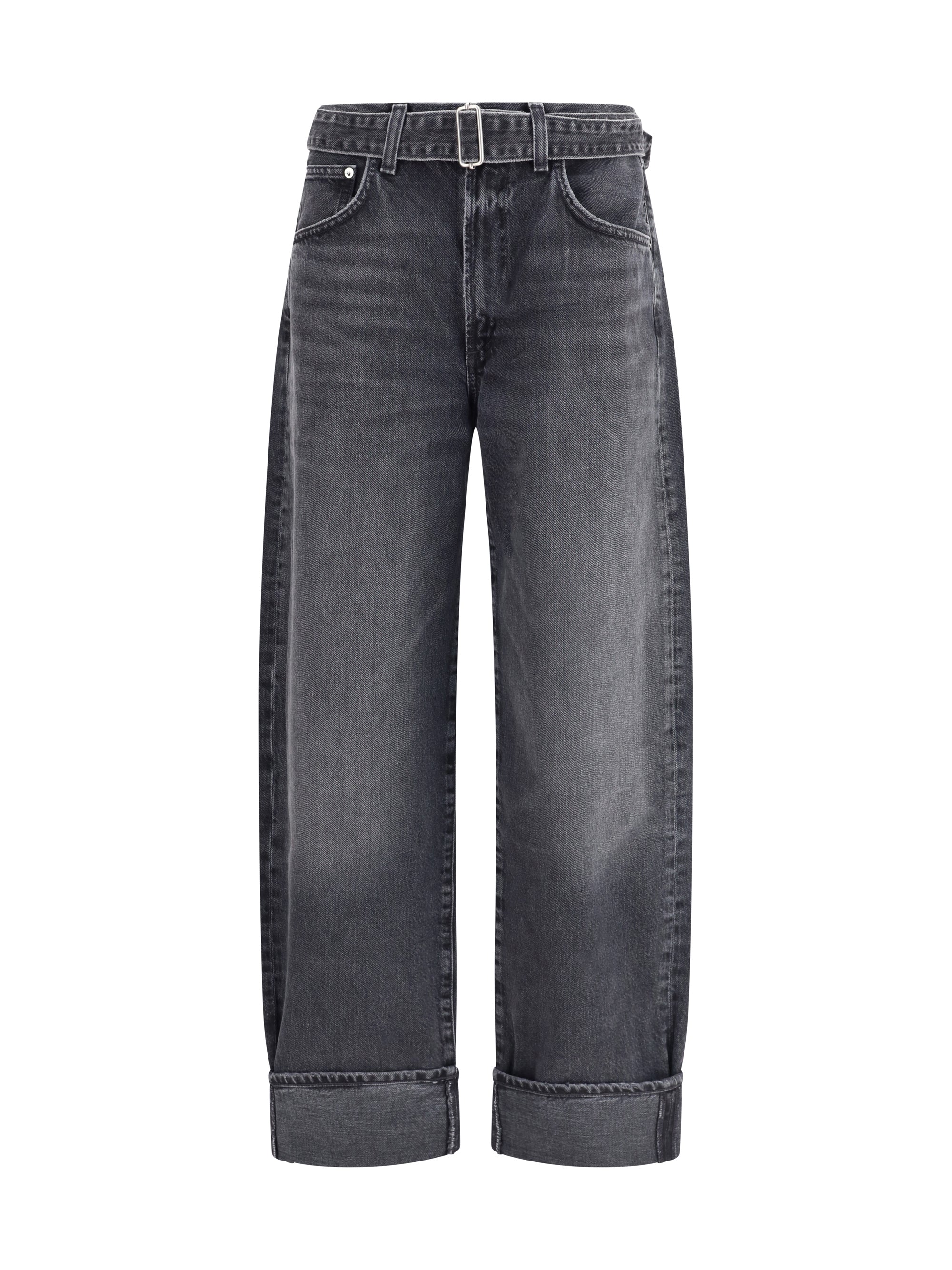 Jeans Cuffed Taper Wide Arcane Black Denim