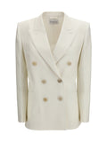 Jacket Double-Breasted Wool and Mohair White