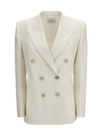 Jacket Double-Breasted Wool and Mohair White