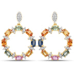 4.12 Carat Genuine Multi Sapphire .925 Sterling Silver Earrings