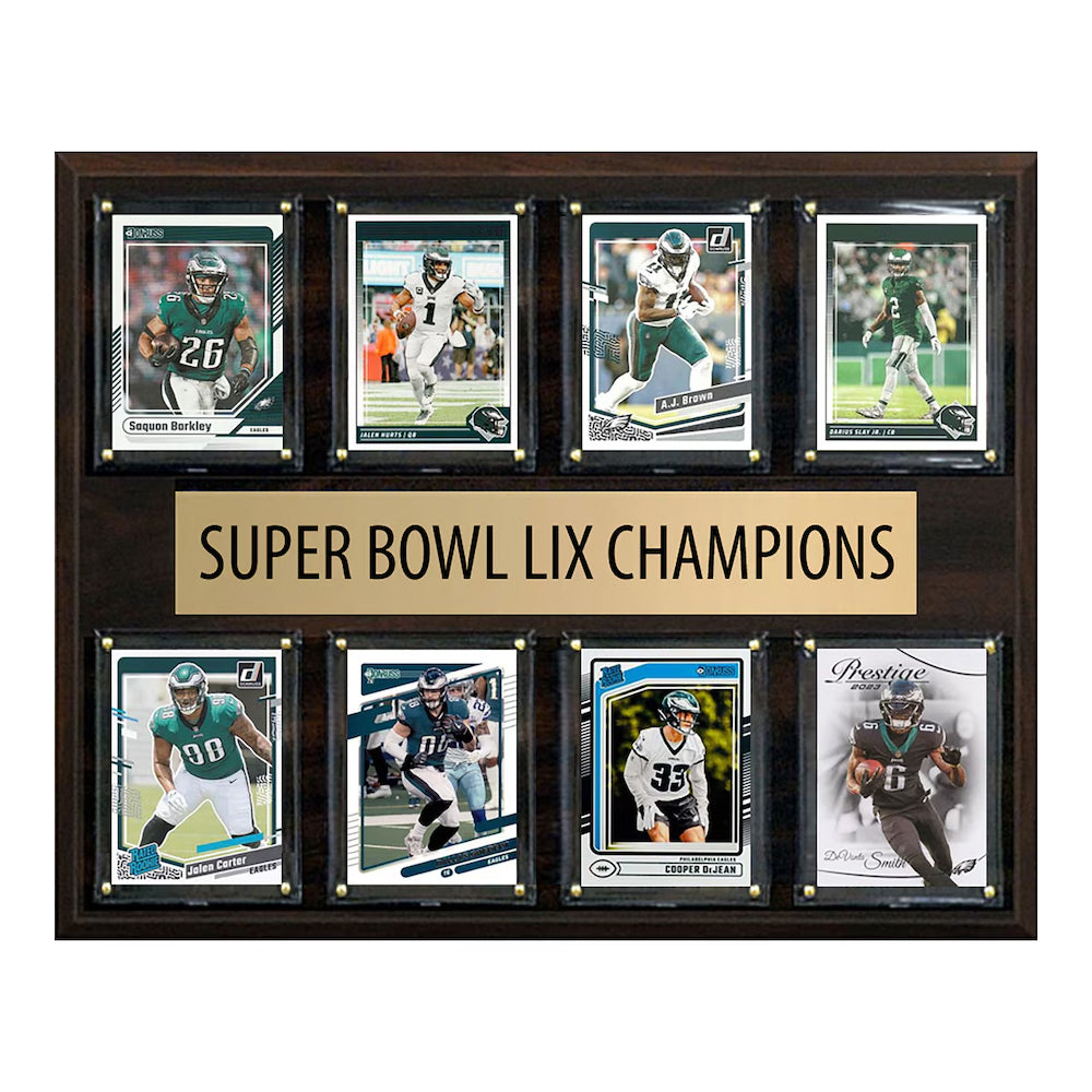 Philadelphia Eagles Super Bowl LIX Champions 12" x 15" Eight-Card Plaque Jalen Hurts Donruss
