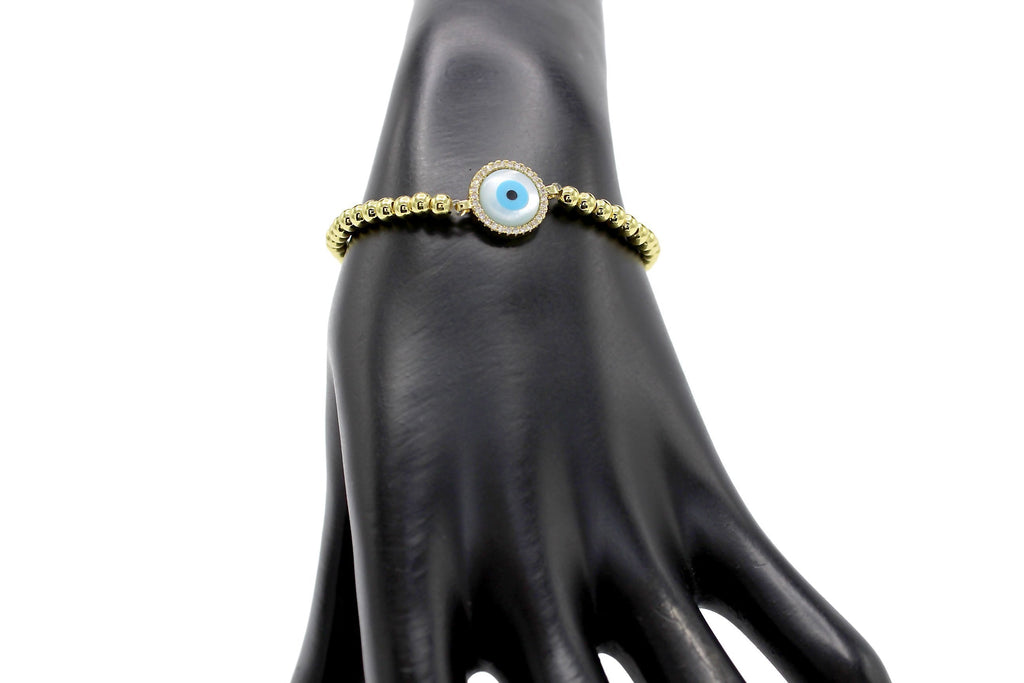 Evil Eye Brass Circle Charm Bracelet Men Women