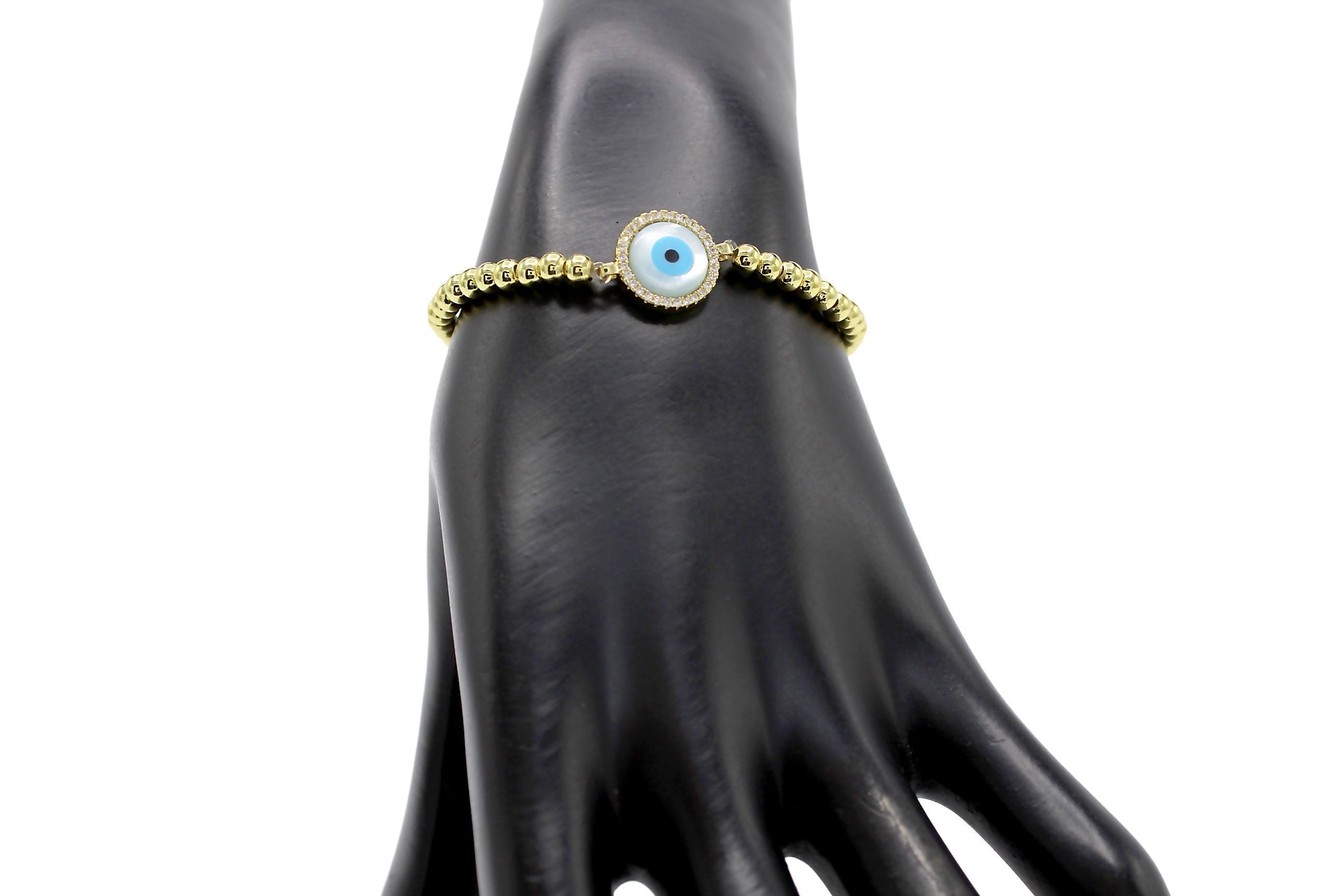 Evil Eye Brass Circle Charm Bracelet Men Women